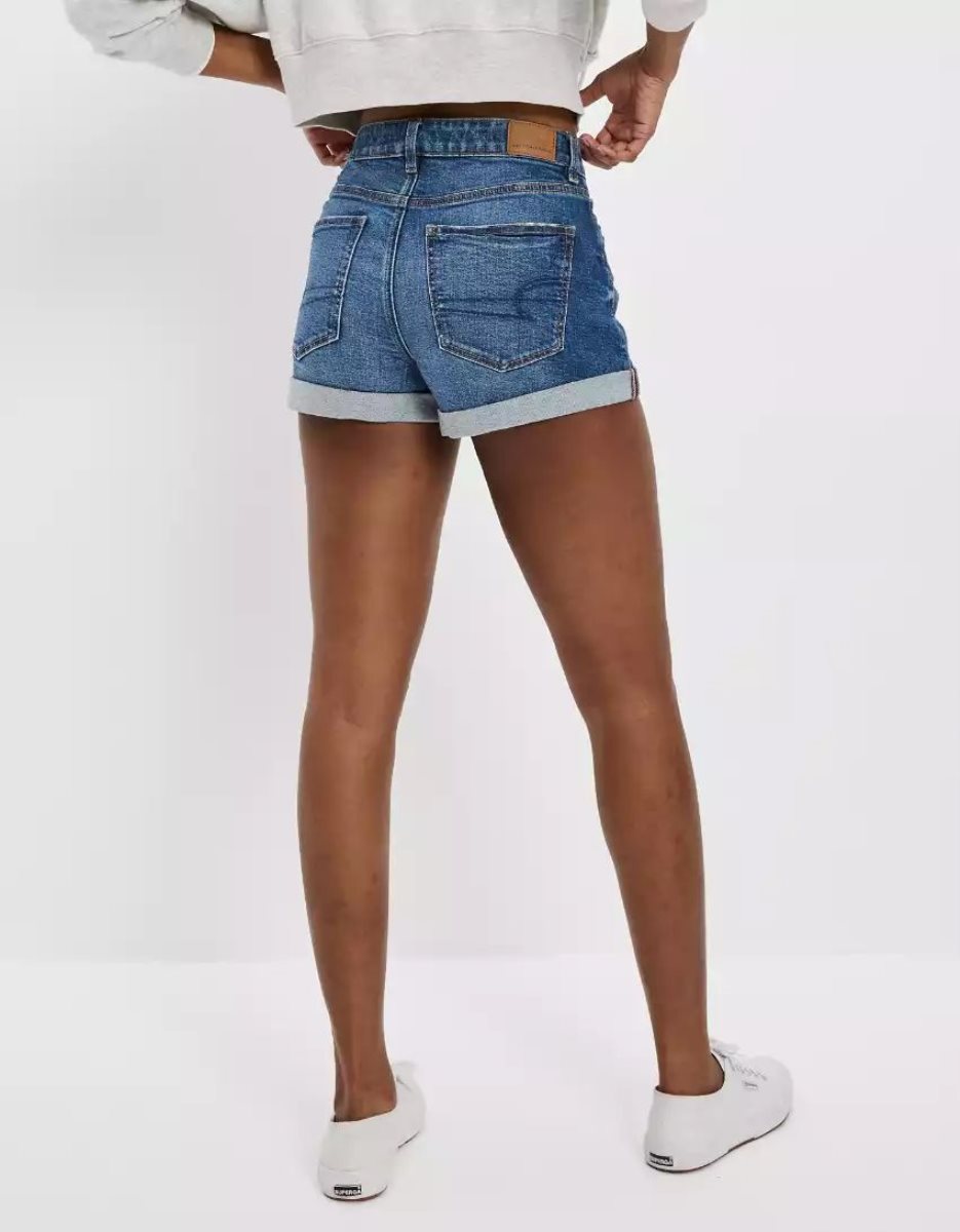 Shorts American Eagle AE Stretch Denim Mom Indigo Femme | SDR-21547613